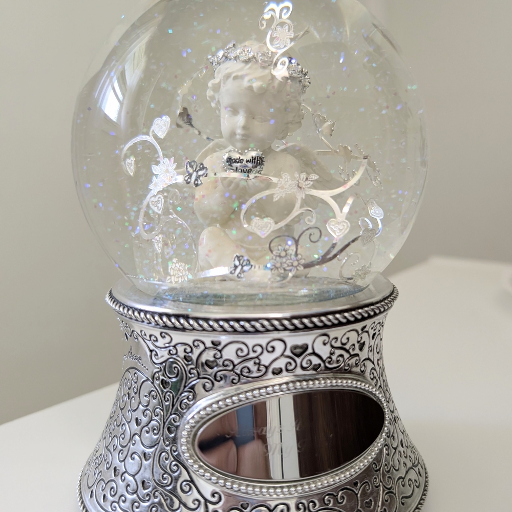 White Cherub Snow Globe Decorative Figurine - Elegant Home Art